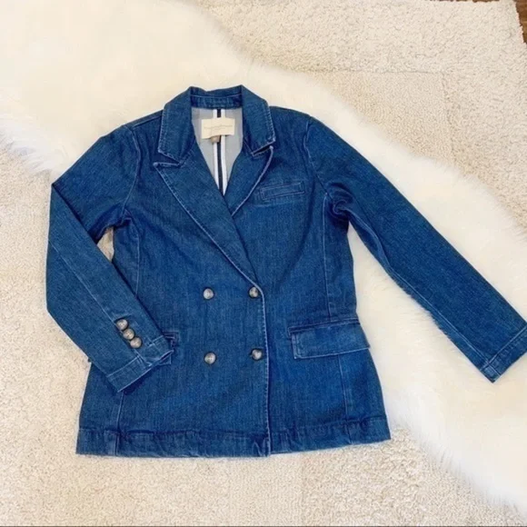 💋Anthropologie Pilcro double breasted denim blazer size S